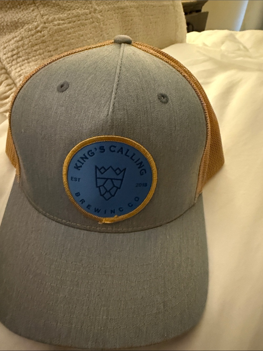 Austen Kroll Kings Calling Brewery Co Men's Gray and Tan Trucker Hat